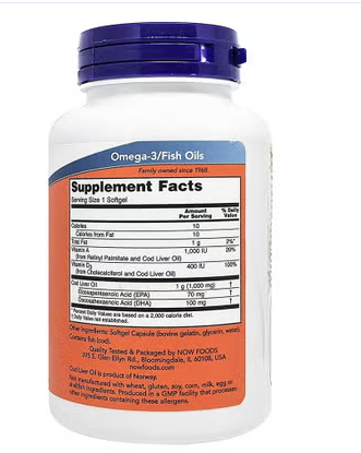 Now Extra Strength 1000mg Cod Liver Oil Softgels, Pack of 90's