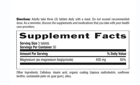 Country Life 400mg Chelated Magnesium Glycinate Tablets For Bone & Muscle Health, Pack of 180's