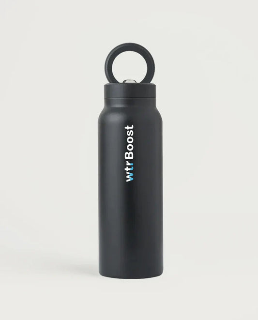 WTR Boost Black Insulated Stainless Steel Water Bottle with Mobile Holder,  Flask for Hot or Cold Beverages - 500ml
