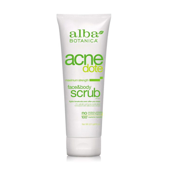 Alba Botanica Acnedote Face Body Scrub 8 Oz