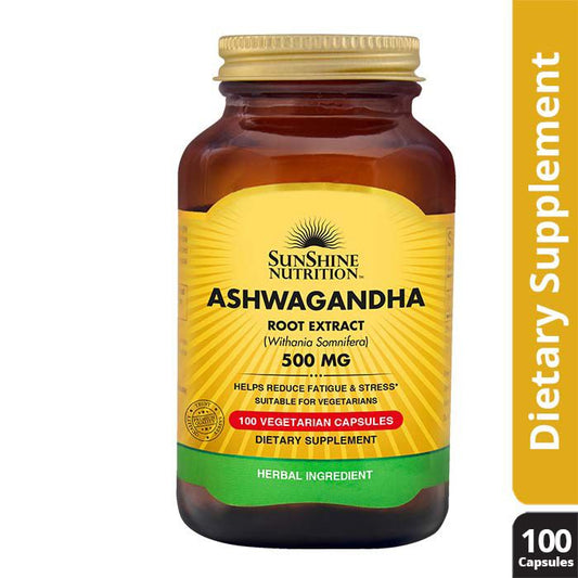 Sunshine Nutrition's Ashwagandha 500 mg Vegetable  Capsules 100's Sunshine Nutrition
