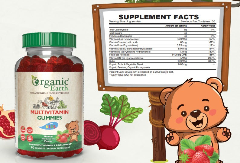 Organic Earth Multivitamin & Mineral Kids Gummies 60s Organic Earth
