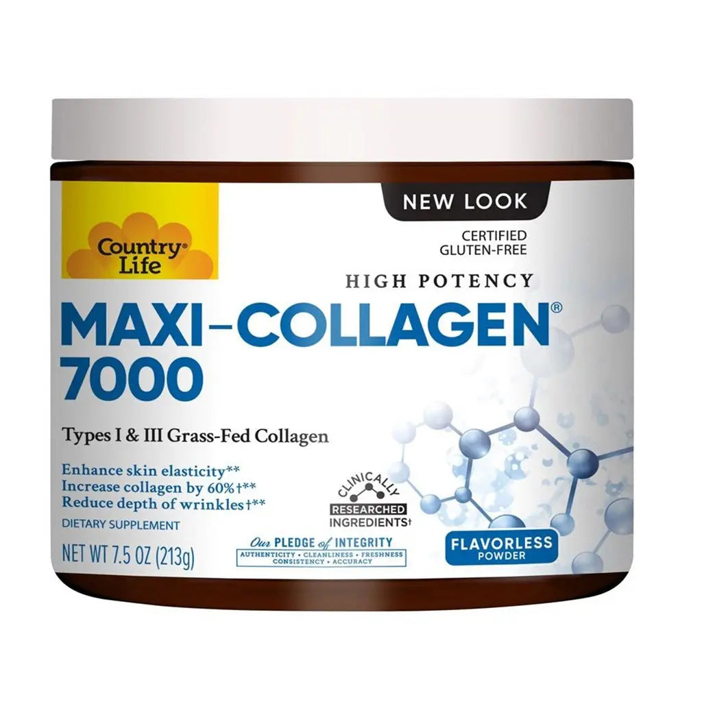 Country Life High Potency Maxi-Collagen 7000 With Vitamin C & A + Biotin Skin Firming Flavourless Powder 213g Country Life