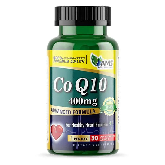 AMS CoQ10 400 mg Softgels, CoQ10 Heart Health Supplement, Pack of 30's AMS