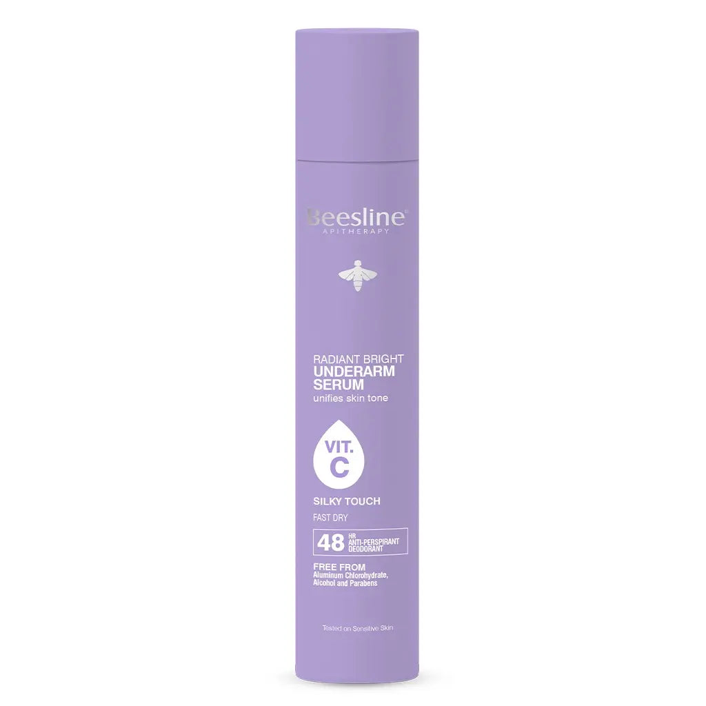Beesline Radiant Bright Vitamin C Enriched Fast Dry Underarm Serum, Aluminum Free Antiperspirant Deodorant - Silky Touch 150ml Beesline
