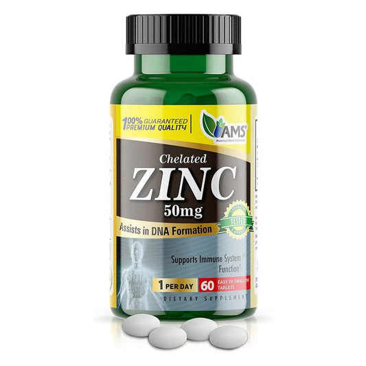 AMS Chelated Zinc 50 mg Tablets For Immunity Support, Pack of 60's AMS