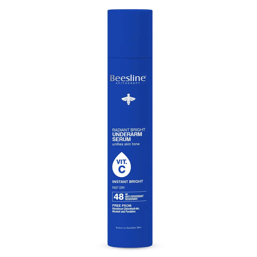 Beesline Radiant Bright Vitamin C Enriched Fast Dry Underarm Serum, Aluminum Free Antiperspirant Deodorant - Instant Bright 150ml Beesline